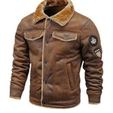 Veste en cuir de mouton véritable marron pour pilote militaire américain pour homme